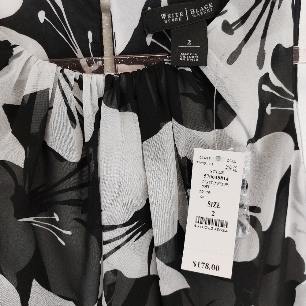 WHBM Layered Chiffon Floral Pleated Flare Dress - Picture 5 of 13